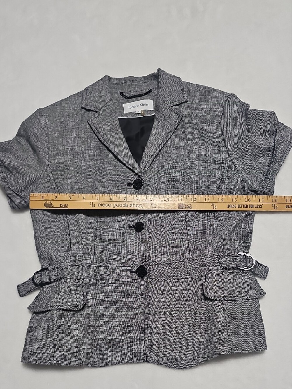 Calvin Klein Gray Short-Sleeve Peplum Midi Dress Suit - Picture 5 of 11